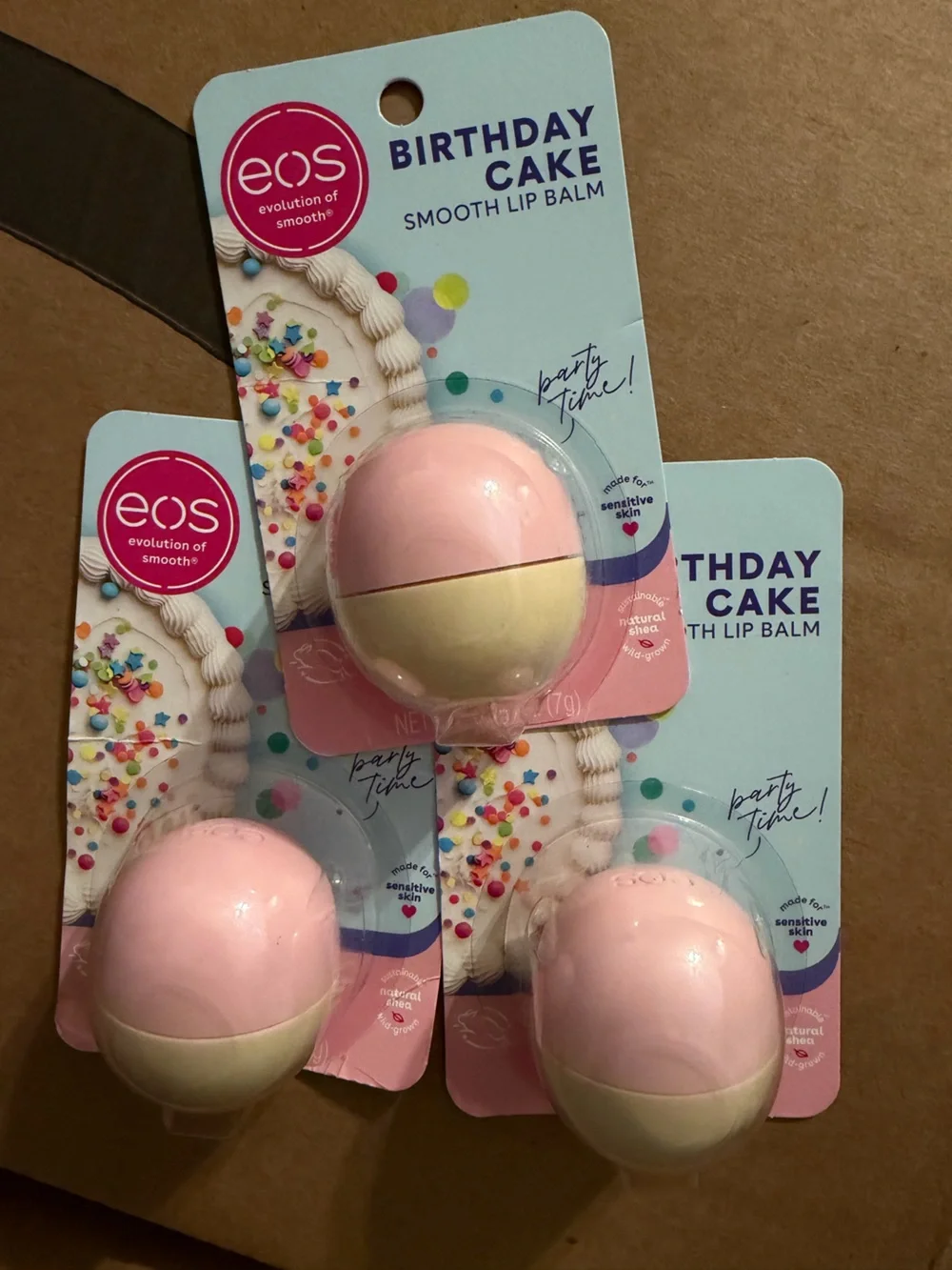eos Birthday Cake Smooth Lip Balm 3 Pack Limited Edition Vanilla Cake Scent FC1